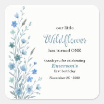 Elegant Blue Wildflower 1st Birthday Party