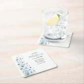 Elegant Blue Wildflower 1st Birthday Party スクエアペーパーコースター (インサイチュ)