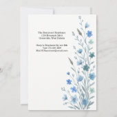 Elegant Blue Wildflower 1st Birthday Party 招待状 (裏面)