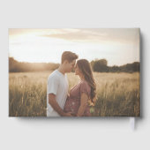 Elegant Blue Wildflower Baby Shower Rose Gold ゲストブック (裏面)