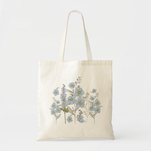 Elegant Blue Wildflower Botanical Illustration トートバッグ (正面)