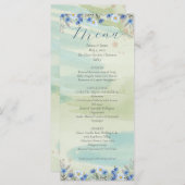 Elegant Blue Wildflower Frame Wedding Menu Card メニュー (正面/裏面)
