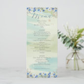 Elegant Blue Wildflower Frame Wedding Menu Card メニュー (スタンド正面)