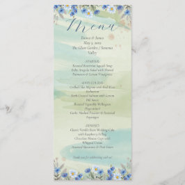 Elegant Blue Wildflower Frame Wedding Menu Card メニュー