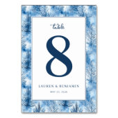 Elegant Blue Winter Pine Trees テーブルナンバー (裏面)