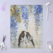 Elegant Blue Wisteria & Ravens Decoupage Paper 薄葉紙 (クラフト)