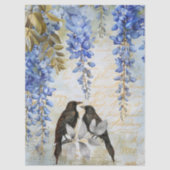 Elegant Blue Wisteria & Ravens Decoupage Paper 薄葉紙 (正面)