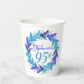 Elegant Blue Wreath 95th Birthday Party 紙コップ (裏面)