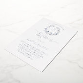 elegant blue wreath Baptism silver 箔招待状 (回転した状態)