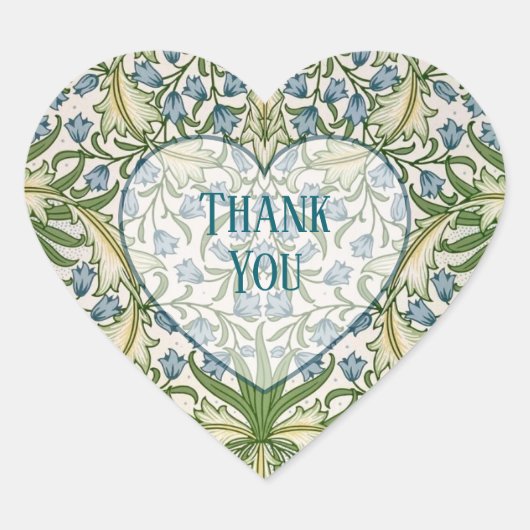 Elegant Bluebell Botanical Pattern  ハートシール (正面)