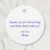 Elegant Blueberries Baby Shower Sweet Thank You フェイバータグ (裏面)