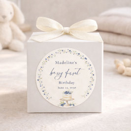 Elegant Blueberry Berry First Birthday ラウンドシール