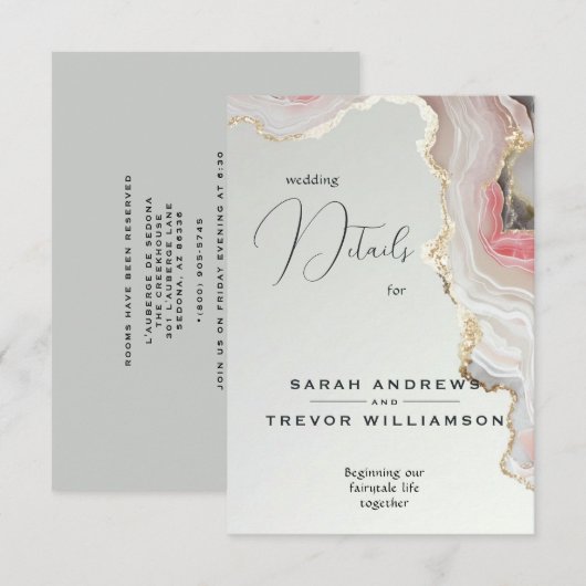 Elegant Blush Agate Fluid Ink  エンクロージャーカード (正面/裏面)