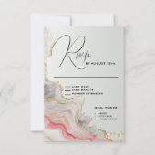 Elegant Blush Agate Fluid Ink  出欠カード (正面)