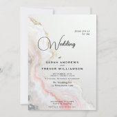 Elegant Blush Agate Fluid Ink  招待状 (正面)