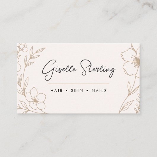 Elegant Blush and Black Botanical Typography 名刺 (正面)