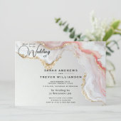 Elegant Blush and Gold Fluid Ink Agate  招待状 (スタンド正面)