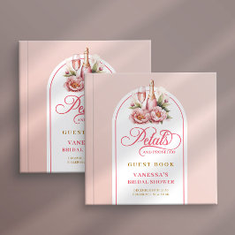 Elegant blush and gold petals prosecco sign book ゲストブック