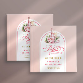 Elegant blush and gold petals prosecco sign book ゲストブック