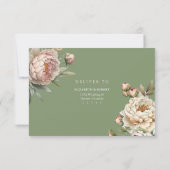 Elegant Blush and Sage Green Peonies RSVP Card (裏面)