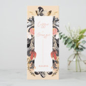 Elegant Blush & Black Floral Wedding Program Card 招待状 (スタンド正面)