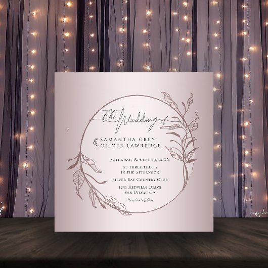 Elegant Blush Botanical Wedding Invitation Card スクエア名刺