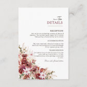 Elegant Blush & Burgundy Wedding Information Card エンクロージャーカード (正面)