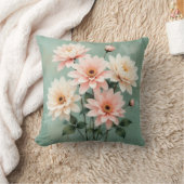 Elegant Blush Chrysanthemum Art クッション (ブランケット)