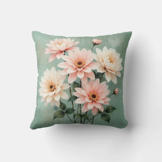 Elegant Blush Chrysanthemum Art クッション (裏面)