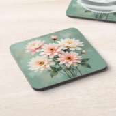 Elegant Blush Chrysanthemum Art コースター (左側)