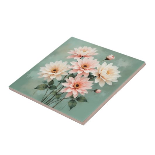 Elegant Blush Chrysanthemum Art タイル (側面)