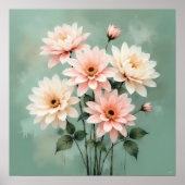 Elegant Blush Chrysanthemum Art ポスター (正面)