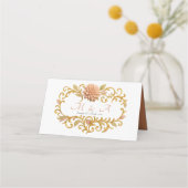 Elegant Blush Dahlias Golden Script Wedding プレイスカード (裏面)