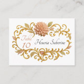 Elegant Blush Dahlias Golden Script Wedding プレイスカード (正面)