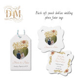 Elegant Blush Dahlias Golden Script Wedding Photo ギフトタグ