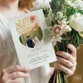Elegant Blush Dahlias Golden Script Wedding Photo セーブザデート