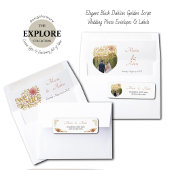 Elegant Blush Dahlias Golden Script Wedding Photo ラベル