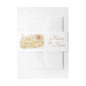 Elegant Blush Dahlias Golden Script Wedding Photo 招待状ベリーバンド (正面例)