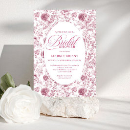 Elegant Blush Dusty Rose Toile Bridal Shower Invit 招待状