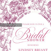 Elegant Blush Dusty Rose Toile Bridal Shower Invit 招待状