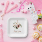 Elegant Blush Fall Bridal Shower Floral ペーパープレート (パーティー)