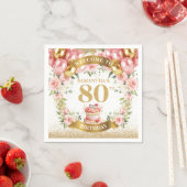 Elegant Blush Floral 80th Birthday Party Napkins スタンダードカクテルナプキン (インサイチュ)