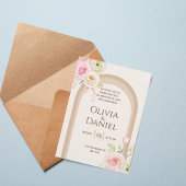 Elegant Blush Floral Arch Wedding Invitation 招待状