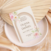 Elegant Blush Floral Arch Wedding Invitation 招待状