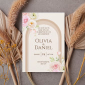Elegant Blush Floral Arch Wedding Invitation 招待状