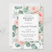 Elegant blush floral birthday party design 招待状 (正面)