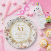 Elegant Blush Floral Birthday Party Paper Plates ペーパープレート (パーティー)
