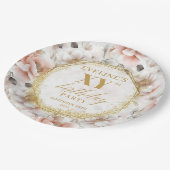 Elegant Blush Floral Birthday Party Paper Plates ペーパープレート (アングル)