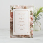 Elegant Blush Floral Bronze Ticket Frame Wedding 招待状 (スタンド正面)