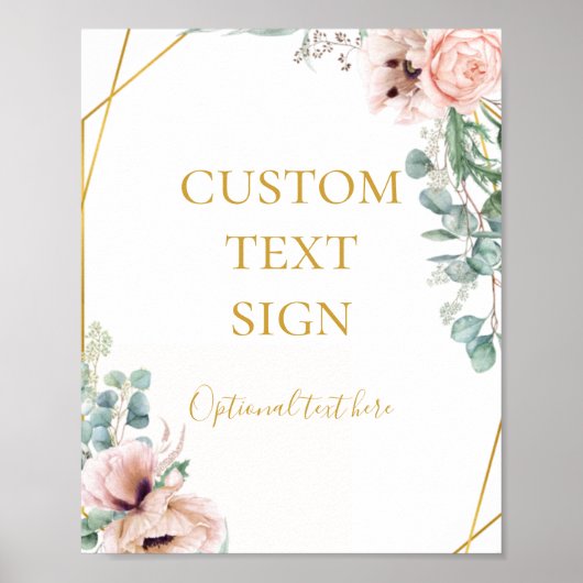 Elegant Blush Floral | Cards and Gifts Custom Sign ポスター (正面)